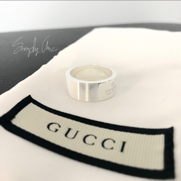 SOLD authentic GUCCI unisex stripe trademark ring - Picture 4 of 5